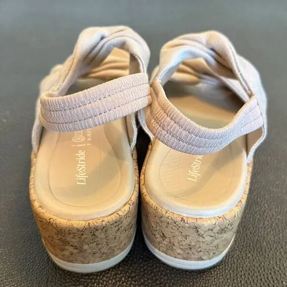 LifeStride Riley Bzees Airstep Beige Sandals Washable Slingback Wedge size 36/6M - Picture 4 of 11